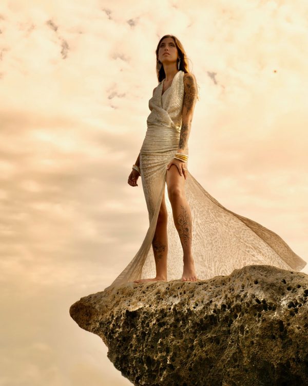 Ensemble aus Jersey in Gold
